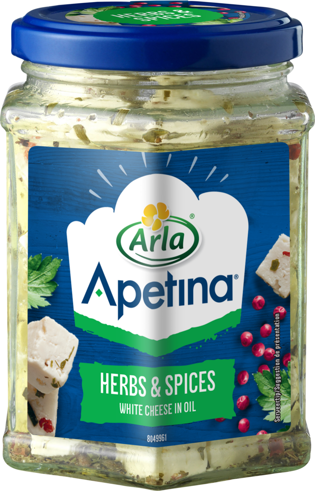 Arla Apetina® witte kaasblokjes in olie met kruiden